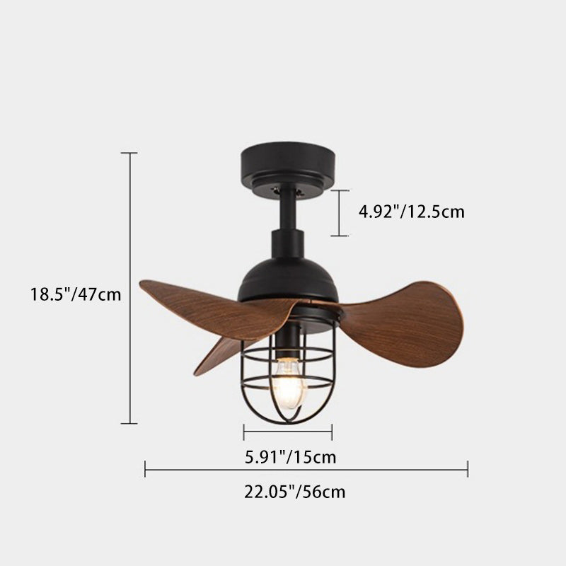 Contemporary Industrial Iron ABS Cylinder Ceiling Fan Light with Downrod for Living Room
