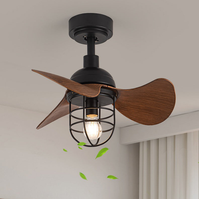 Contemporary Industrial Iron ABS Cylinder Ceiling Fan Light with Downrod for Living Room