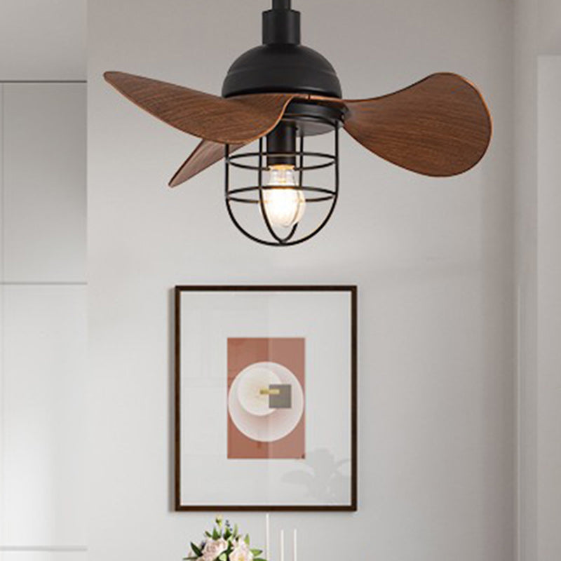 Contemporary Industrial Iron ABS Cylinder Ceiling Fan Light with Downrod for Living Room
