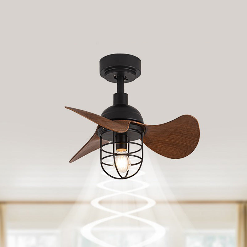 Contemporary Industrial Iron ABS Cylinder Ceiling Fan Light with Downrod for Living Room
