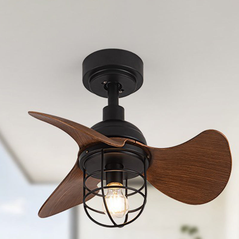 Contemporary Industrial Iron ABS Cylinder Ceiling Fan Light with Downrod for Living Room