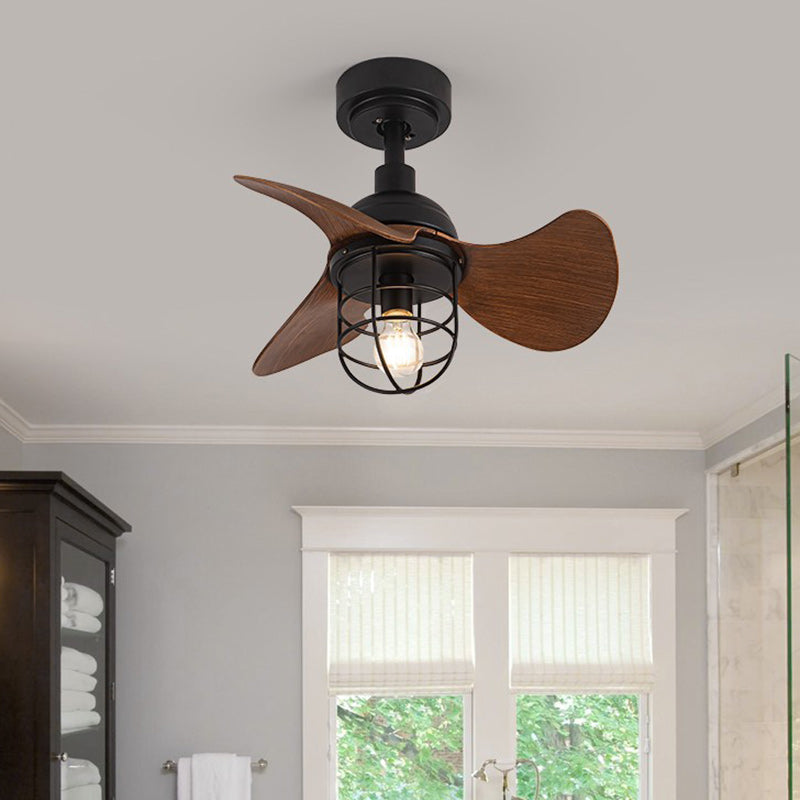 Contemporary Industrial Iron ABS Cylinder Ceiling Fan Light with Downrod for Living Room