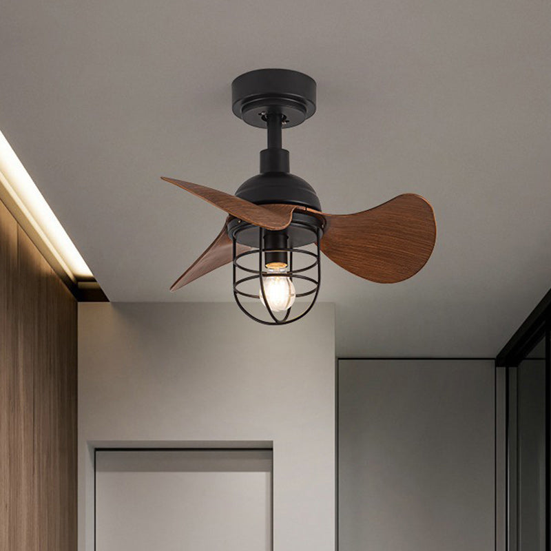 Contemporary Industrial Iron ABS Cylinder Ceiling Fan Light with Downrod for Living Room