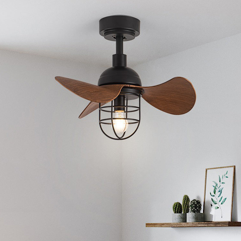 Contemporary Industrial Iron ABS Cylinder Ceiling Fan Light with Downrod for Living Room