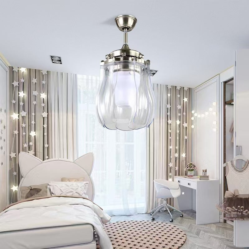 Traditional Vintage LED Downrods Ceiling Fan Light - ABS Acrylic Metal Cone for Living Room