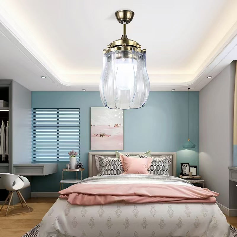 Traditional Vintage LED Downrods Ceiling Fan Light - ABS Acrylic Metal Cone for Living Room