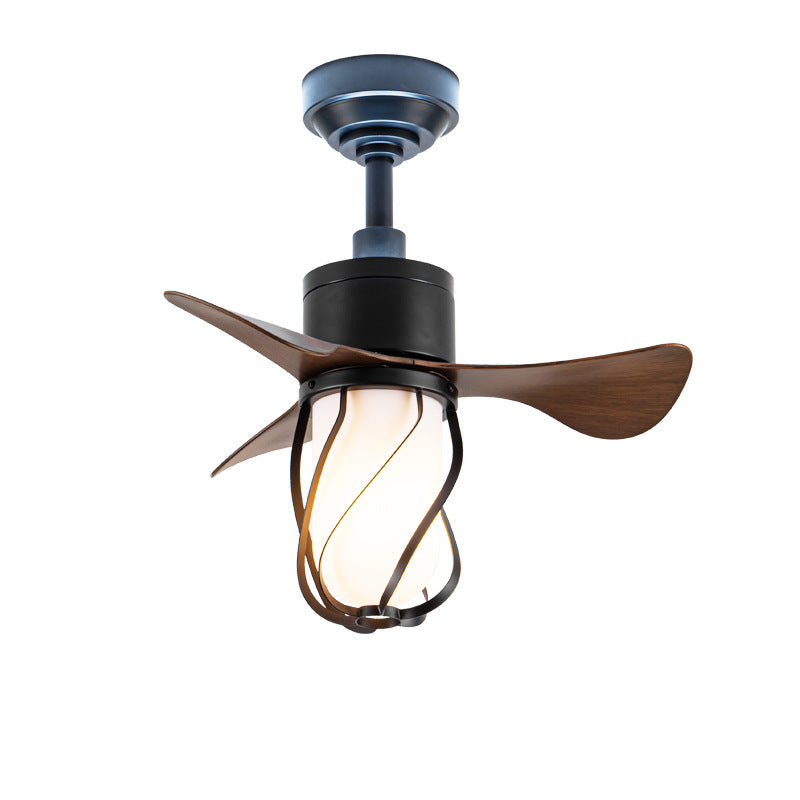 Traditional Farmhouse 1-Light Ceiling Fan with Twisted Cage Acrylic Glass and Downrods for Bedroom