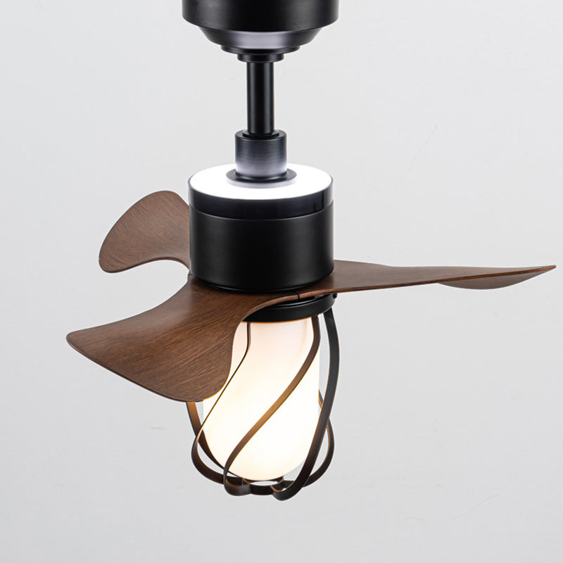 Traditional Farmhouse 1-Light Ceiling Fan with Twisted Cage Acrylic Glass and Downrods for Bedroom