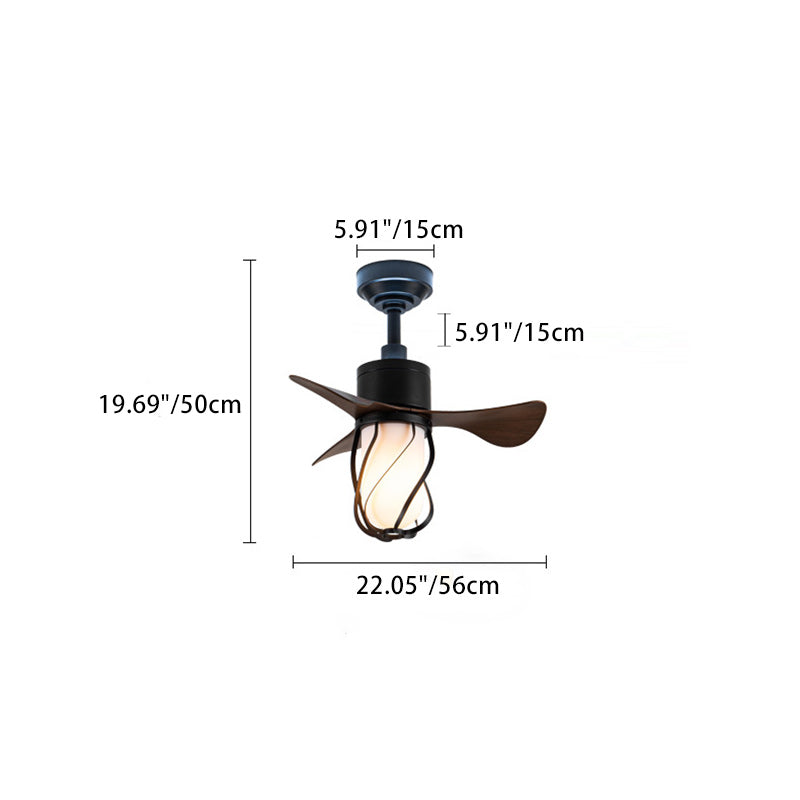 Traditional Farmhouse 1-Light Ceiling Fan with Twisted Cage Acrylic Glass and Downrods for Bedroom