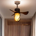 Traditional Farmhouse 1-Light Ceiling Fan with Twisted Cage Acrylic Glass and Downrods for Bedroom