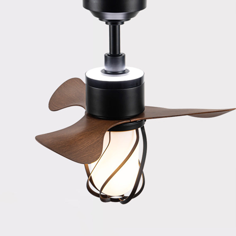 Traditional Farmhouse 1-Light Ceiling Fan with Twisted Cage Acrylic Glass and Downrods for Bedroom
