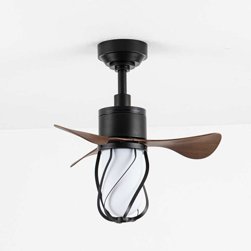Traditional Farmhouse 1-Light Ceiling Fan with Twisted Cage Acrylic Glass and Downrods for Bedroom