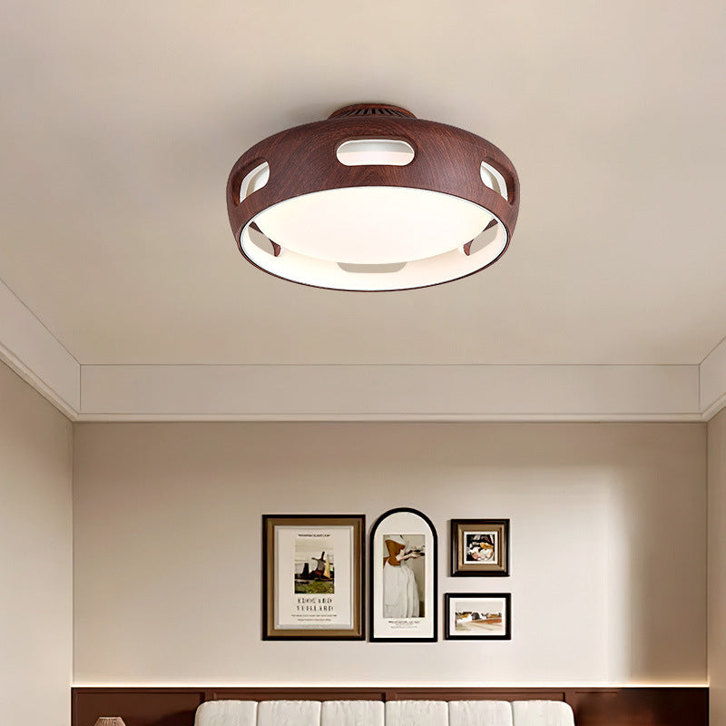Contemporary Nordic Bladeless Ceiling Fan Light – Acrylic LED Semi-Flush Mount for Bedroom