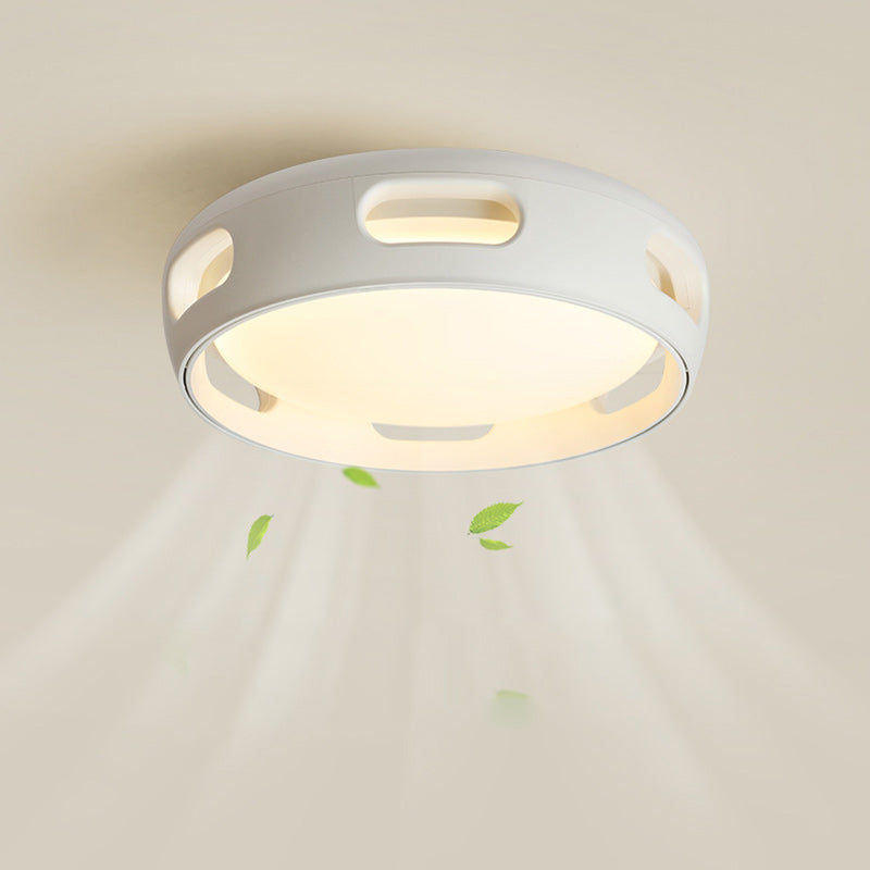 Contemporary Nordic Bladeless Ceiling Fan Light – Acrylic LED Semi-Flush Mount for Bedroom
