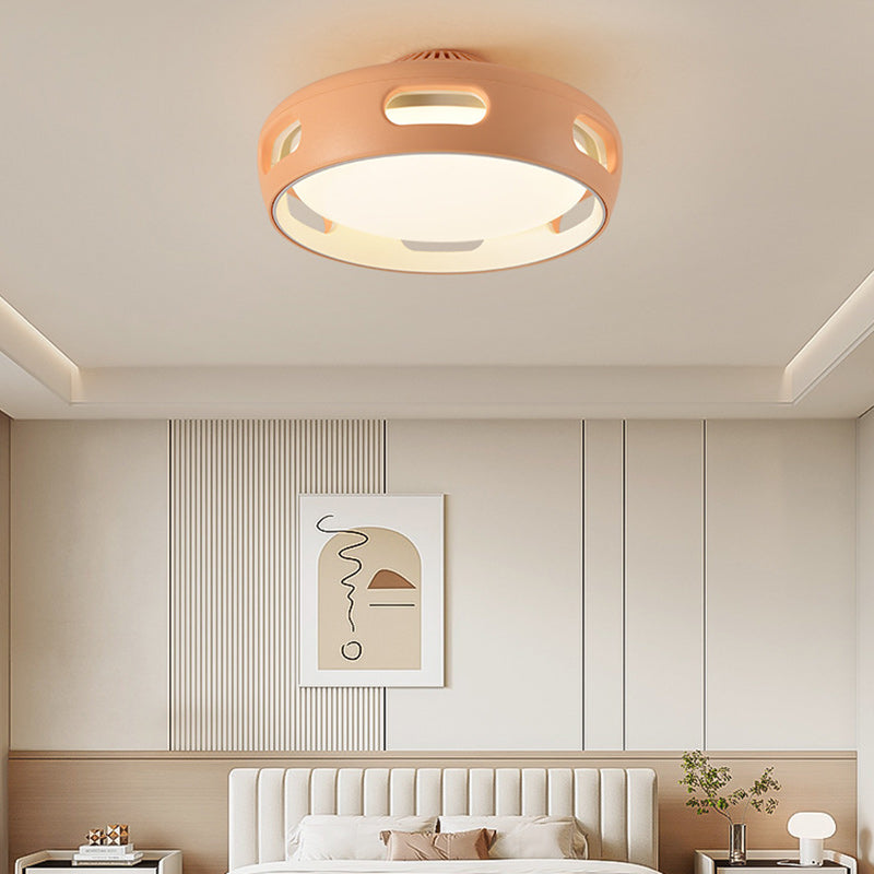 Contemporary Nordic Bladeless LED Ceiling Fan Light - Acrylic Semi-Flush Mount for Bedroom