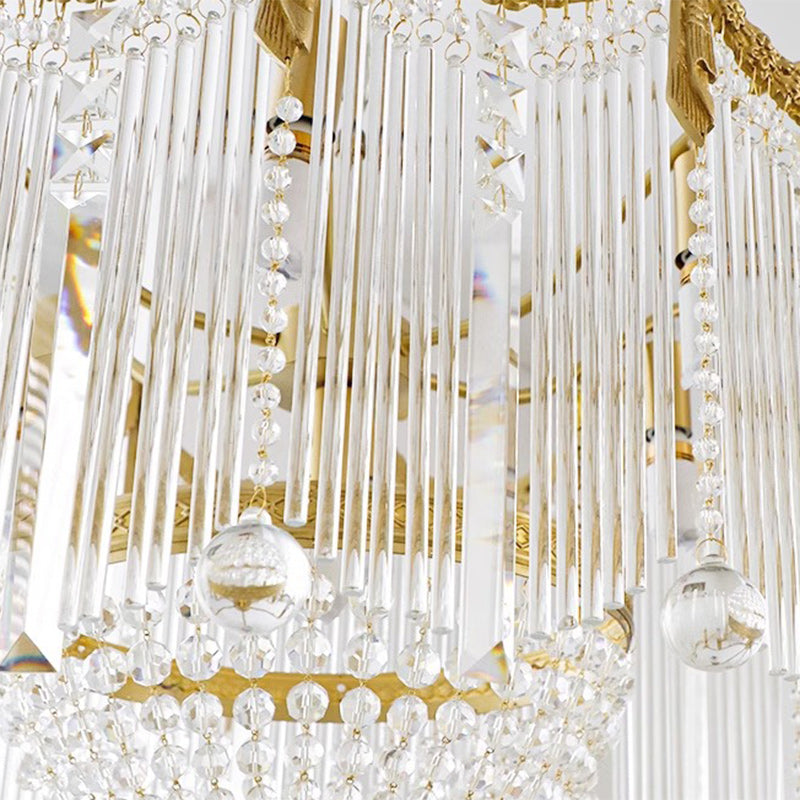 Traditional French Brass Crystal Bow Tie Tassel Chandeliers - 4/6/8 Light for Living Room Lighting