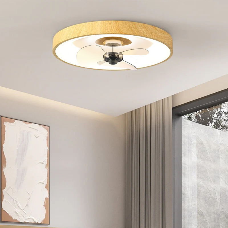 Modern Simplicity Round Copper Acrylic LED Ceiling Fan Light for Bedroom