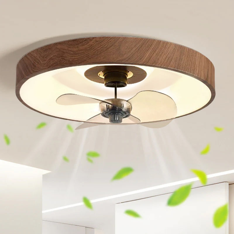 Modern Simplicity Round Copper Acrylic LED Ceiling Fan Light for Bedroom