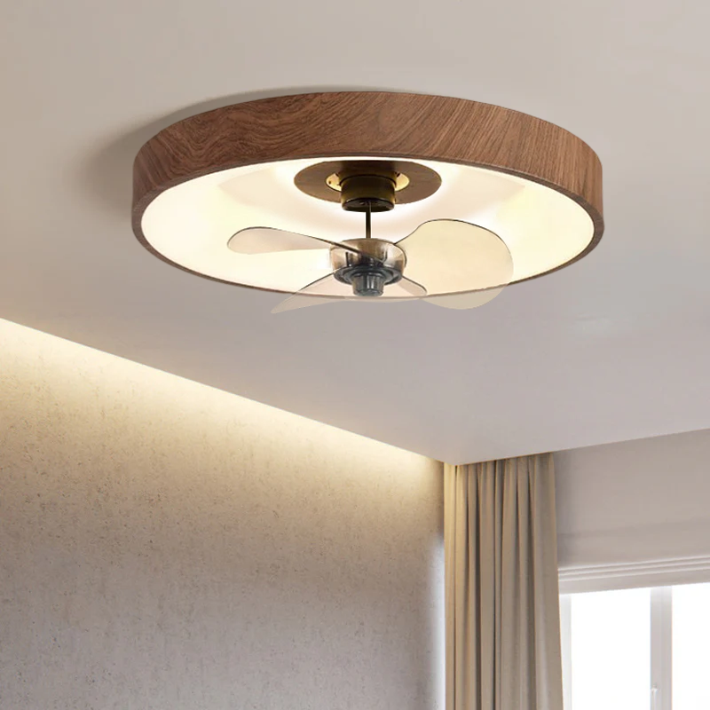 Modern Simplicity Round Copper Acrylic LED Ceiling Fan Light for Bedroom