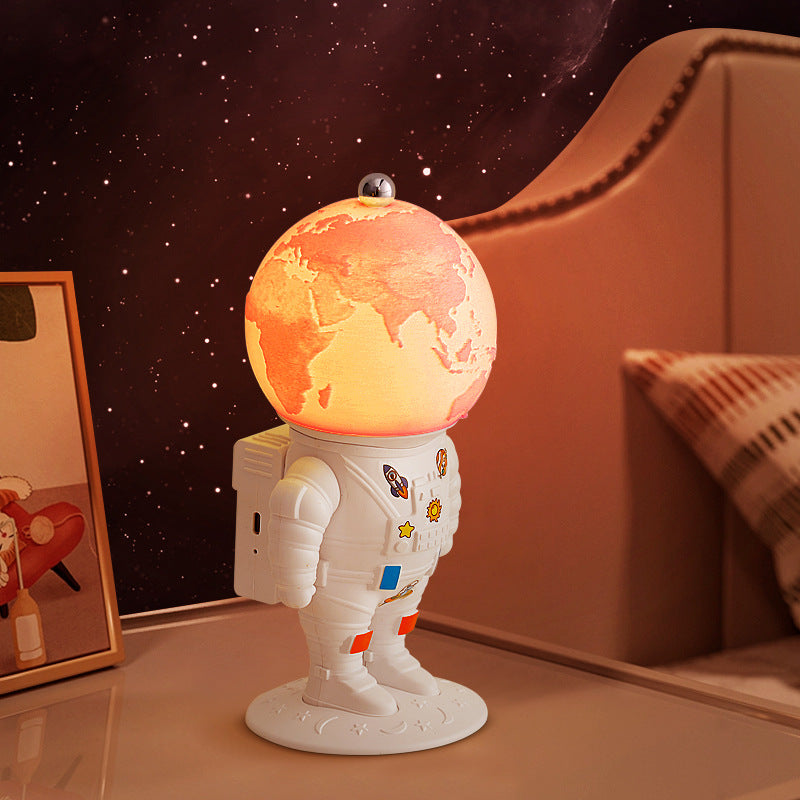Contemporary Rechargeable LED Astronaut Lunar Kids Night Light Table Lamp for Bedroom, Cute Nightlight for Children, Space Themed Bedroom Decor, USB Rechargeable, Unique Astronaut Design, Soft Warm Light for Toddler's Room, Ideal Gift for Kids and Space L