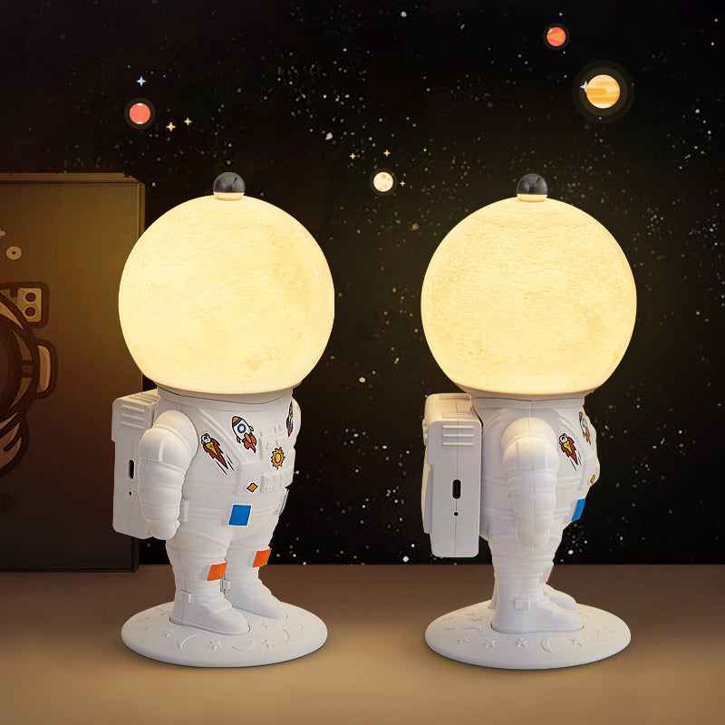 Contemporary Rechargeable LED Astronaut Lunar Kids Night Light Table Lamp for Bedroom, Cute Nightlight for Children, Space Themed Bedroom Decor, USB Rechargeable, Unique Astronaut Design, Soft Warm Light for Toddler's Room, Ideal Gift for Kids and Space L