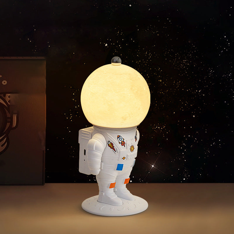 Contemporary Rechargeable LED Astronaut Lunar Kids Night Light Table Lamp for Bedroom, Cute Nightlight for Children, Space Themed Bedroom Decor, USB Rechargeable, Unique Astronaut Design, Soft Warm Light for Toddler's Room, Ideal Gift for Kids and Space L