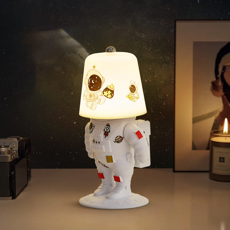 Contemporary Rechargeable LED Astronaut Lunar Kids Night Light Table Lamp for Bedroom, Cute Nightlight for Children, Space Themed Bedroom Decor, USB Rechargeable, Unique Astronaut Design, Soft Warm Light for Toddler's Room, Ideal Gift for Kids and Space L