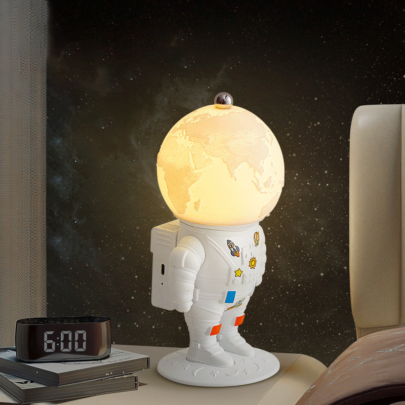 Contemporary Rechargeable LED Astronaut Lunar Kids Night Light Table Lamp for Bedroom, Cute Nightlight for Children, Space Themed Bedroom Decor, USB Rechargeable, Unique Astronaut Design, Soft Warm Light for Toddler's Room, Ideal Gift for Kids and Space L