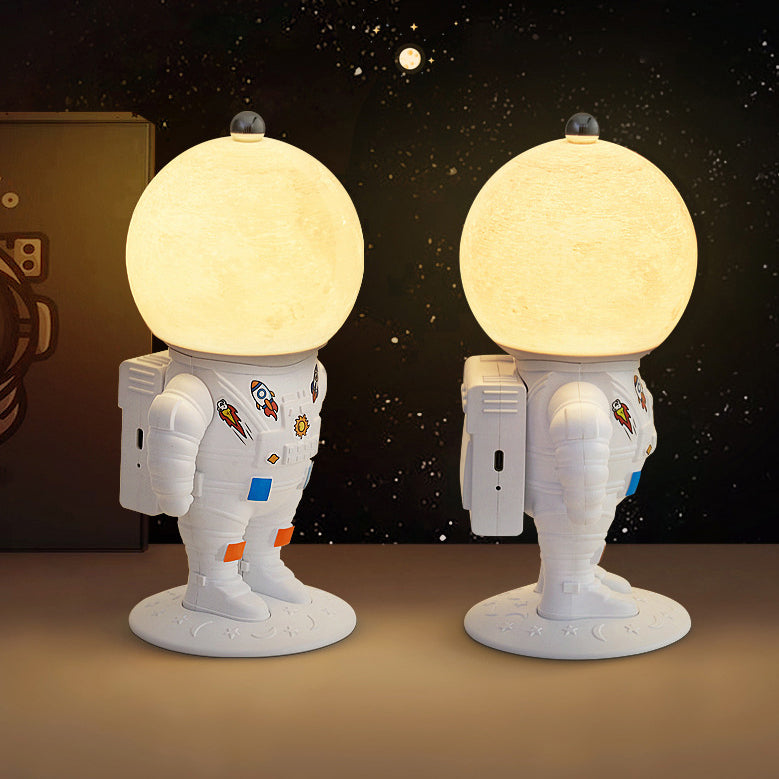 Contemporary Rechargeable LED Astronaut Lunar Kids Night Light Table Lamp for Bedroom, Cute Nightlight for Children, Space Themed Bedroom Decor, USB Rechargeable, Unique Astronaut Design, Soft Warm Light for Toddler's Room, Ideal Gift for Kids and Space L