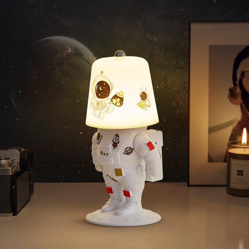 Contemporary Rechargeable LED Astronaut Lunar Kids Night Light Table Lamp for Bedroom, Cute Nightlight for Children, Space Themed Bedroom Decor, USB Rechargeable, Unique Astronaut Design, Soft Warm Light for Toddler's Room, Ideal Gift for Kids and Space L