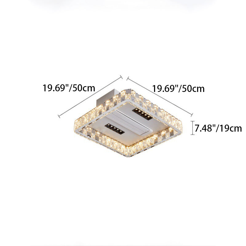 Modern Luxury LED Ceiling Fan Light - Bladeless Stainless Steel & Acrylic Crystal Design for Bedroom