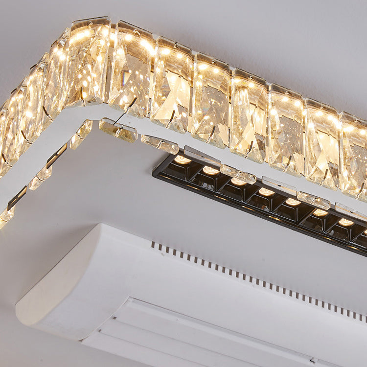 Modern Luxury LED Ceiling Fan Light - Bladeless Stainless Steel & Acrylic Crystal Design for Bedroom