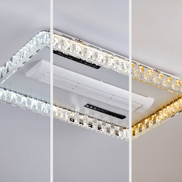 Modern Luxury LED Ceiling Fan Light - Bladeless Stainless Steel & Acrylic Crystal Design for Bedroom