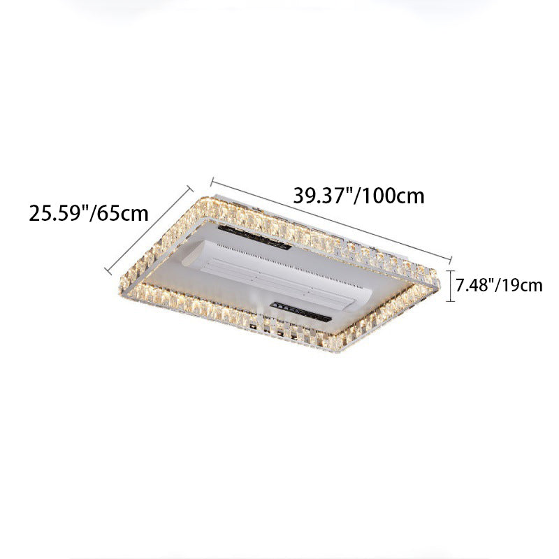 Modern Luxury LED Ceiling Fan Light - Bladeless Stainless Steel & Acrylic Crystal Design for Bedroom