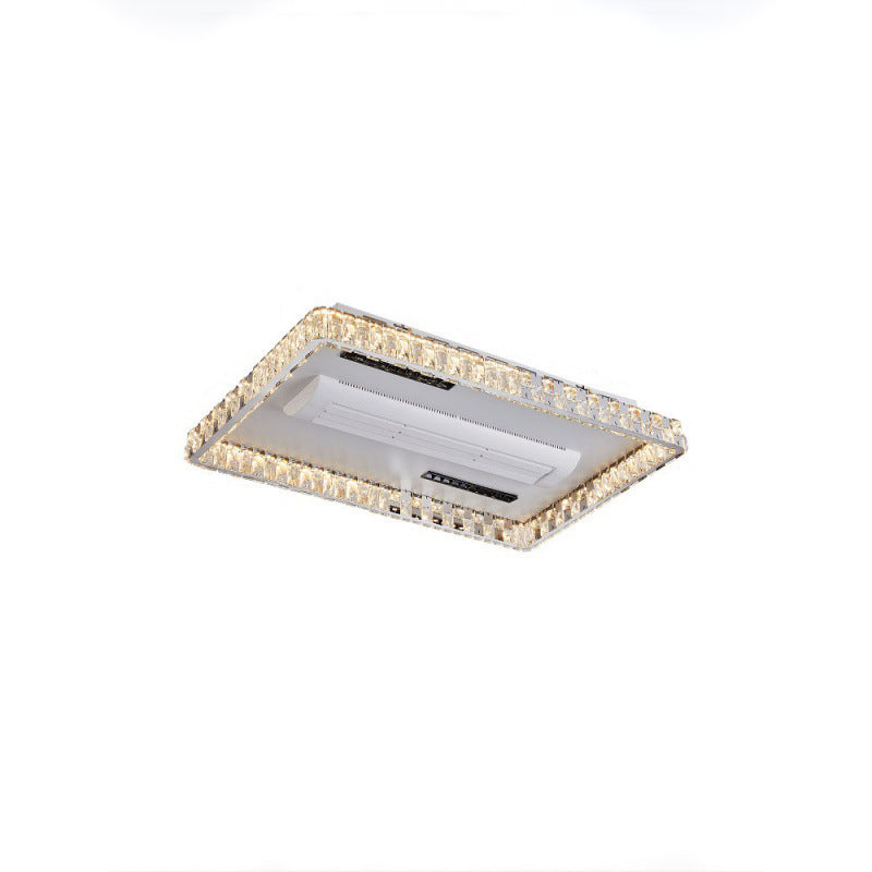 Modern Luxury LED Ceiling Fan Light - Bladeless Stainless Steel & Acrylic Crystal Design for Bedroom
