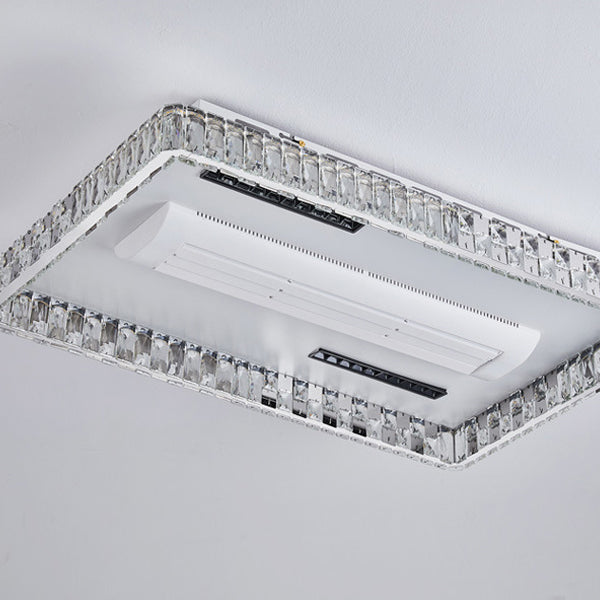 Modern Luxury LED Ceiling Fan Light - Bladeless Stainless Steel & Acrylic Crystal Design for Bedroom