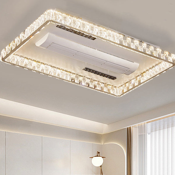 Modern Luxury LED Ceiling Fan Light - Bladeless Stainless Steel & Acrylic Crystal Design for Bedroom