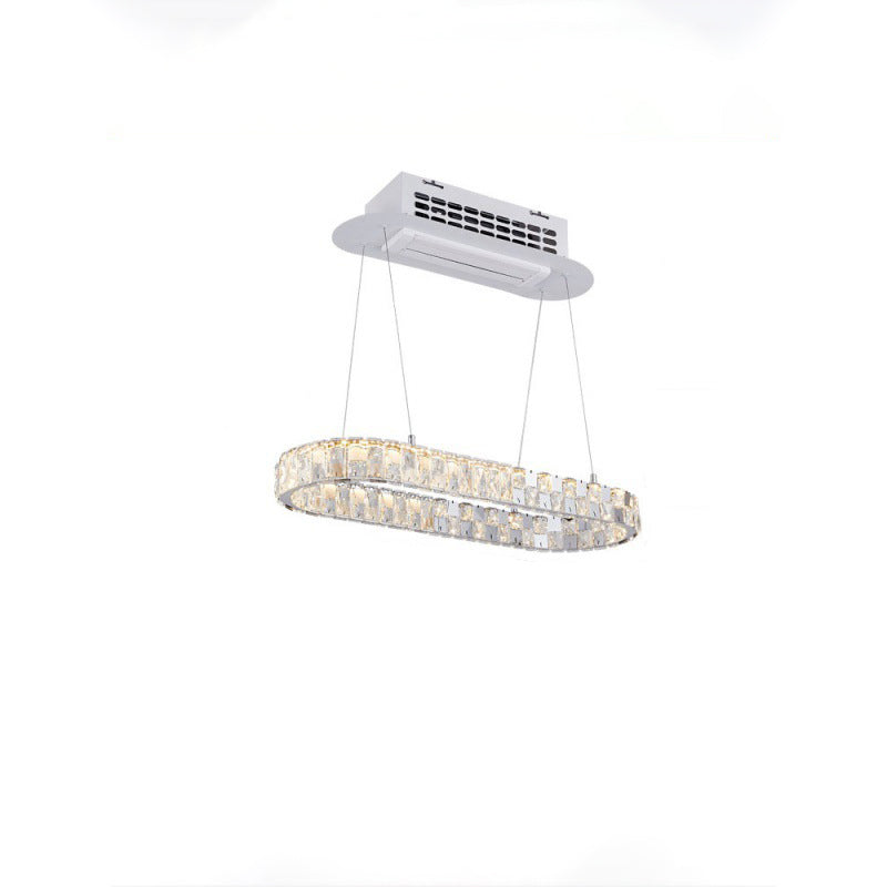 Modern Luxury Stainless Steel LED Chandelier Ceiling Fan with Acrylic Crystal for Dining Room