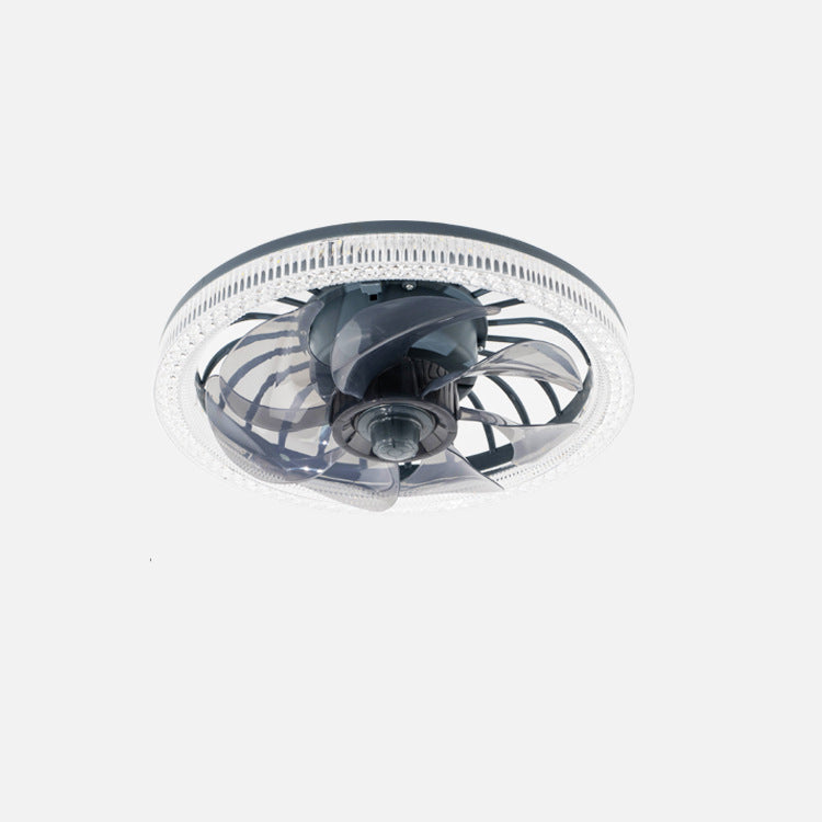 Modern Crystal LED Ceiling Fan Light - Flush Mount Design for Bedroom, Stylish and Energy-Efficient, Contemporary Indoor Lighting with Remote Control