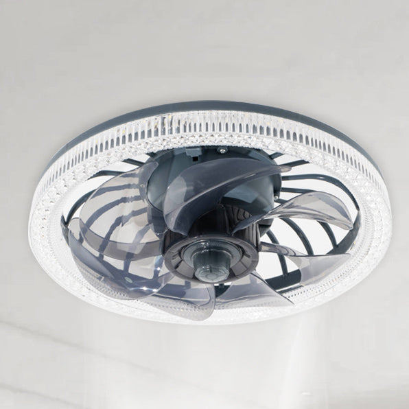 Modern Crystal LED Ceiling Fan Light - Flush Mount Design for Bedroom, Stylish and Energy-Efficient, Contemporary Indoor Lighting with Remote Control