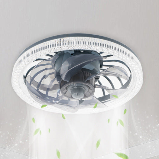Modern Crystal LED Ceiling Fan Light - Flush Mount Design for Bedroom, Stylish and Energy-Efficient, Contemporary Indoor Lighting with Remote Control