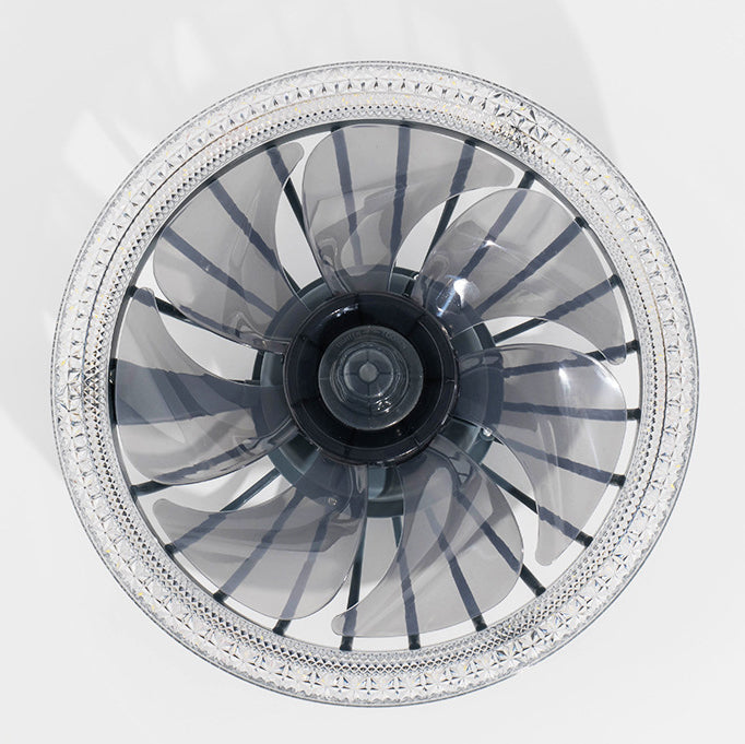 Modern Crystal LED Ceiling Fan Light - Flush Mount Design for Bedroom, Stylish and Energy-Efficient, Contemporary Indoor Lighting with Remote Control
