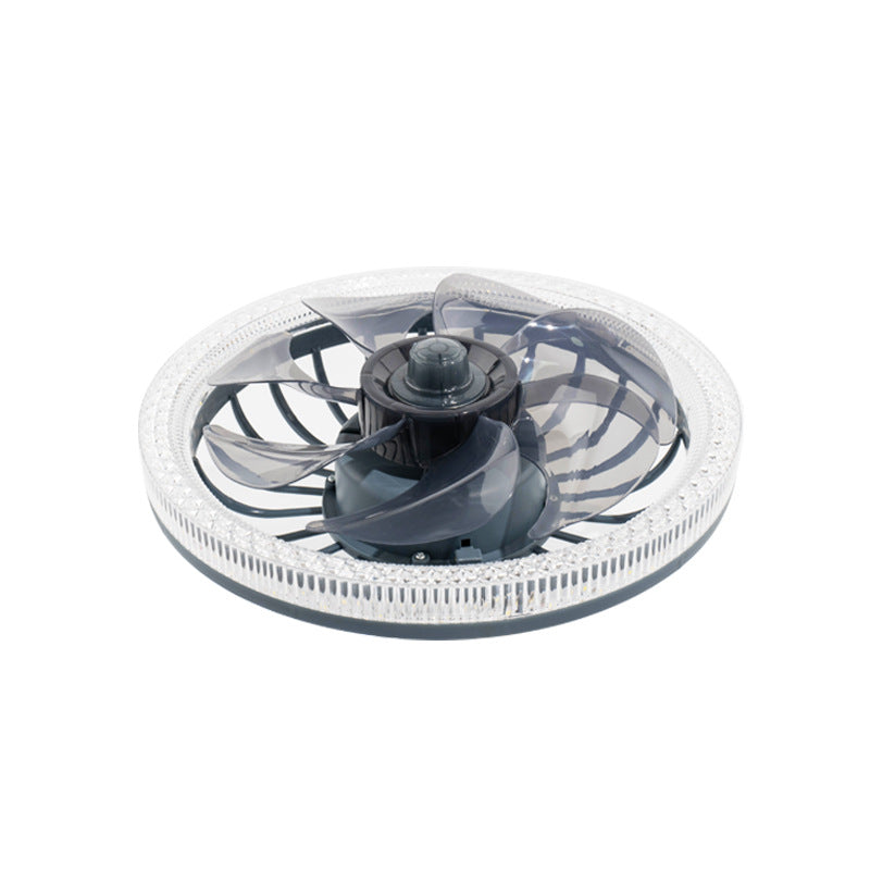 Modern Crystal LED Ceiling Fan Light - Flush Mount Design for Bedroom, Stylish and Energy-Efficient, Contemporary Indoor Lighting with Remote Control