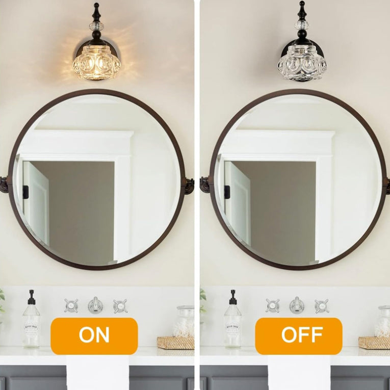 Contemporary Retro Iron Glass Petal Wall Sconce Vanity Light for Bathroom