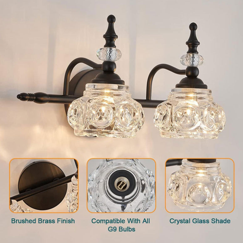 Contemporary Retro Iron Glass Round Petal Wall Sconce Vanity Light for Bathroom