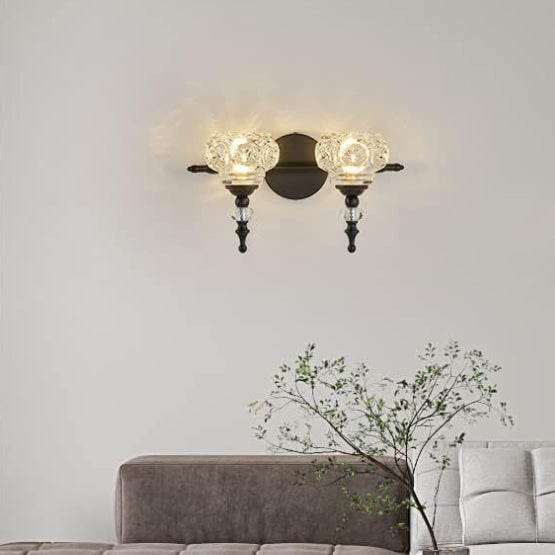 Contemporary Retro Iron Glass Petal Wall Sconce Vanity Light for Bathroom