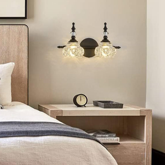 Contemporary Retro Iron Glass Round Petal Wall Sconce Vanity Light for Bathroom