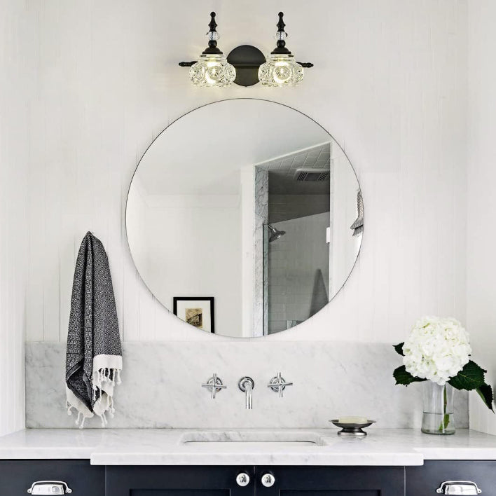 Contemporary Retro Iron Glass Petal Wall Sconce Vanity Light for Bathroom