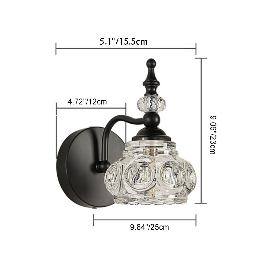 Contemporary Retro Iron Glass Petal Wall Sconce Vanity Light for Bathroom