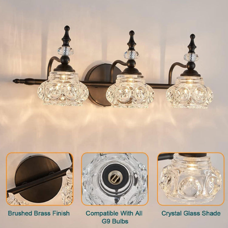 Contemporary Retro Iron Glass Petal Wall Sconce Vanity Light for Bathroom